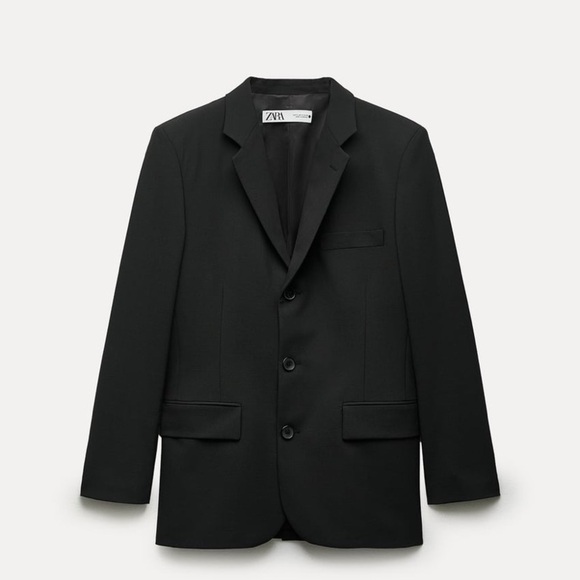 ZARA WOMAN STRAIGHT WOOL BLEND BLAZER ZW COLLECTION BLACK SIZE M NEW WITH TAG - Picture 7 of 14